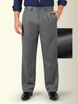 Steel Grey Striped Relaxed Fit Pants